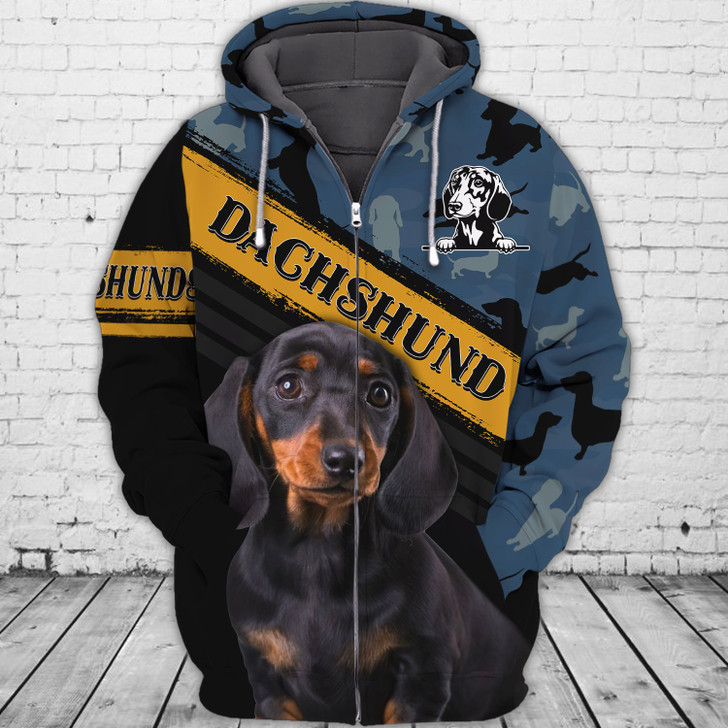 FUNSTUFFPRINT  Love Dachshund    3D Hoodie and Zip Hoodie
