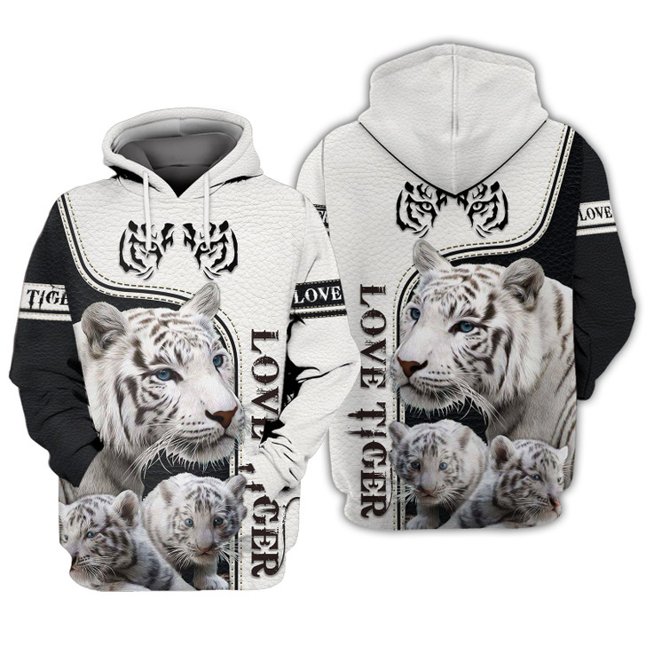 FUNSTUFFPRINT Love Tiger, White Tiger, Tiger Mom And Baby  3D Hoodie and Zip Hoodie