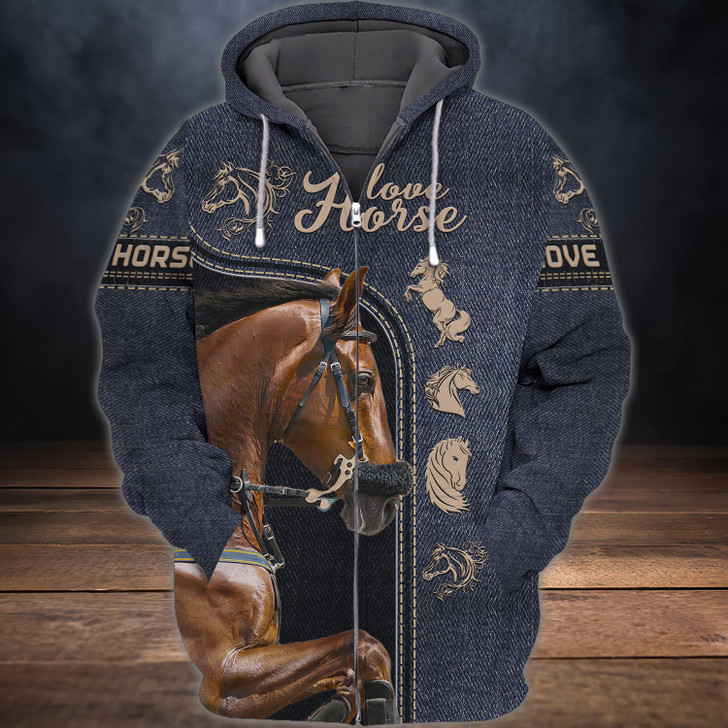 FUNSTUFFPRINT  Horse -  Full Print   - 3D Hoodie and Zip Hoodie