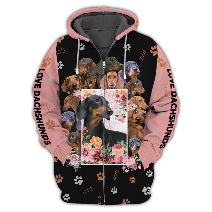FUNSTUFFPRINT  Love Dachshund   3D Hoodie and Zip Hoodie