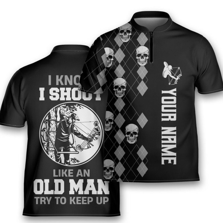 Custom Personalized Archery I Know I Shoot Like An Old Man Shooter Archery Jersey Zipper Shirt