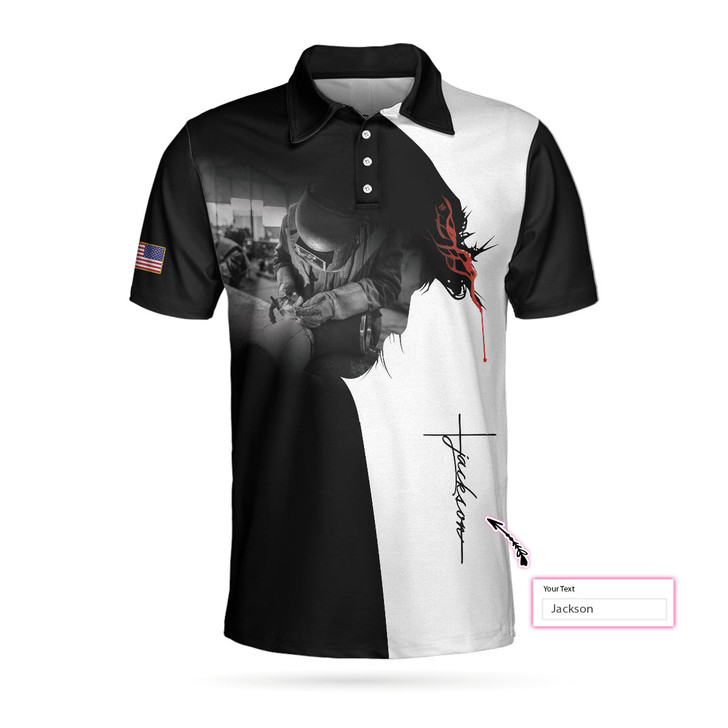 Custom Men Polo Shirt - Boilermaker I Can Do All Things Custom Polo Shirt, Personalized Black And White Boilermaker Shirt For Men