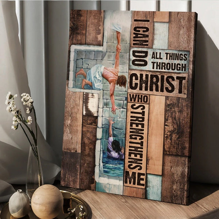 Jesus, Take My Hand, I Can Do All Things Canvas Wall Art - Christian Wall Posters - Religious Wall Decor