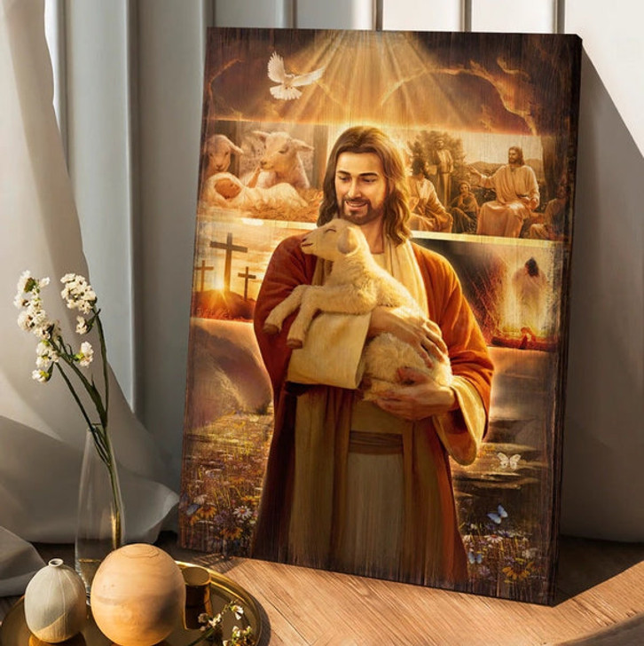 Jesus Painting Lamb Of Jesus Heaven Light Jesus Life Canvas Wall Art - Christian Wall Posters - Religious Wall Decor