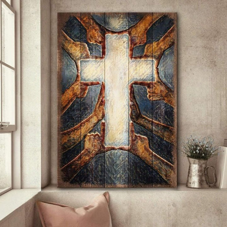 Jesus God Lion Of Judah Cross Canvas Posters - Christian Wall Posters - Religious Wall Decor