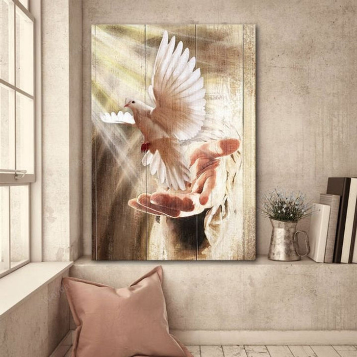 A Dove On His Hand Jesus Canvas Posters - Christian Wall Posters - Religious Wall Decor