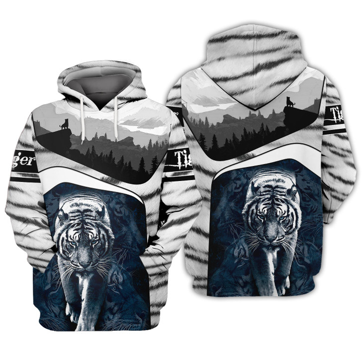 FUNSTUFFPRINT White Tiger 0404 - 3D Full Print    3D Hoodie and Zip Hoodie