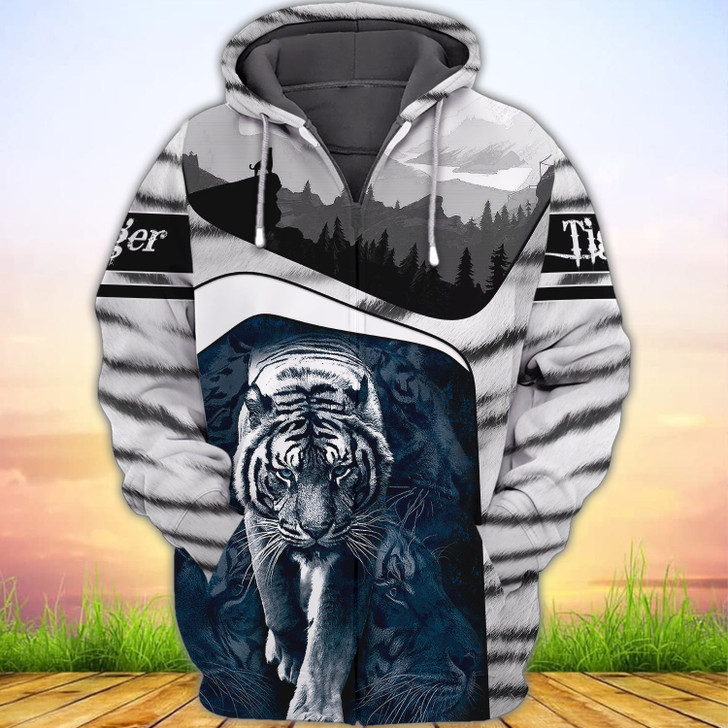 FUNSTUFFPRINT White Tiger 0404 - 3D Full Print    3D Hoodie and Zip Hoodie