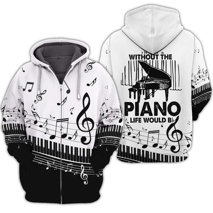 FUNSTUFFPRINT  Piano 3D Full Print   3D Hoodie and Zip Hoodie
