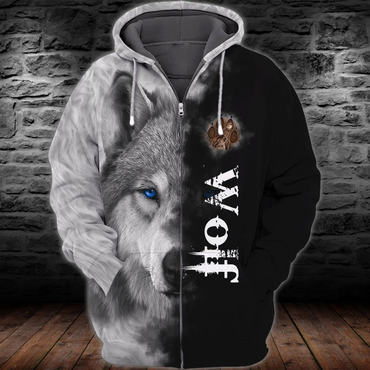FUNSTUFFPRINT  LOVE WOLF 891 3D Full Print  3D Hoodie and Zip Hoodie