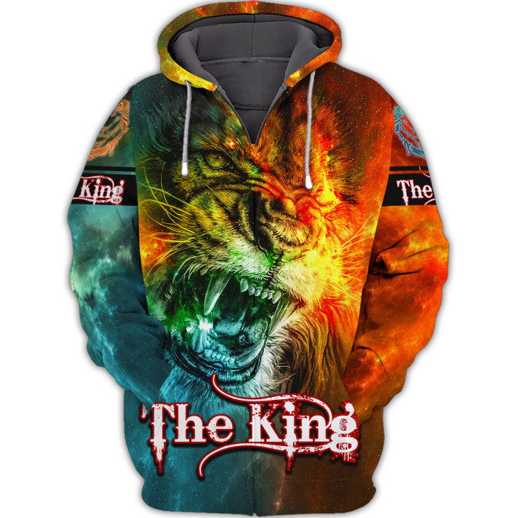 FUNSTUFFPRINT  The King Lion - 3D Full Print   3D Hoodie and Zip Hoodie