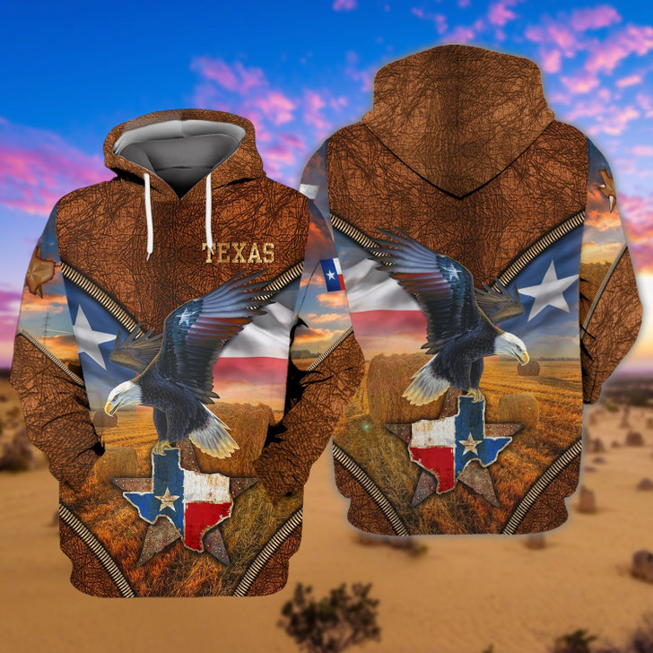FUNSTUFFPRINT  Eagle Texas    3D Hoodie and Zip Hoodie