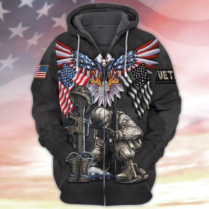 FUNSTUFFPRINT   U.S Veteran 3D Full Print 208   3D Hoodie and Zip Hoodie