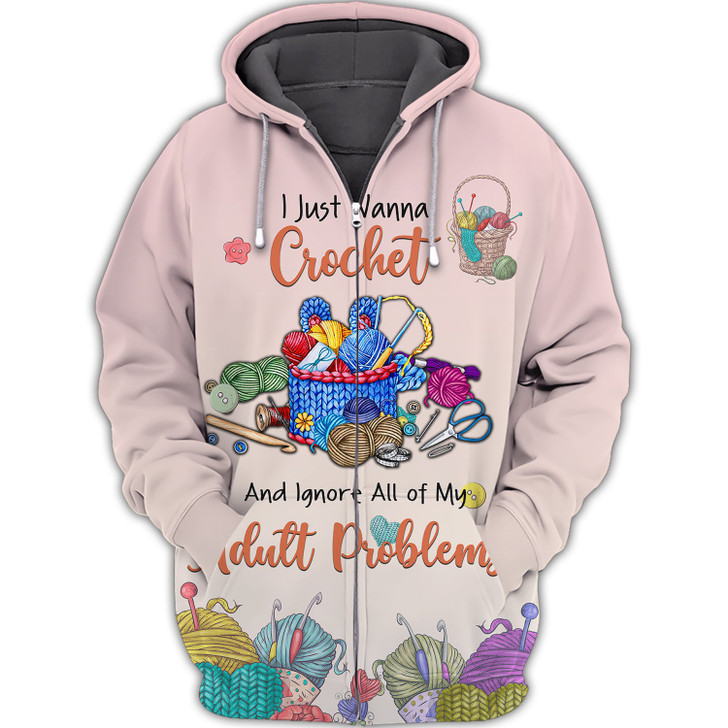 FUNSTUFFPRINT  Love Crochet - 3D Full Print TD96    3D Hoodie and Zip Hoodie