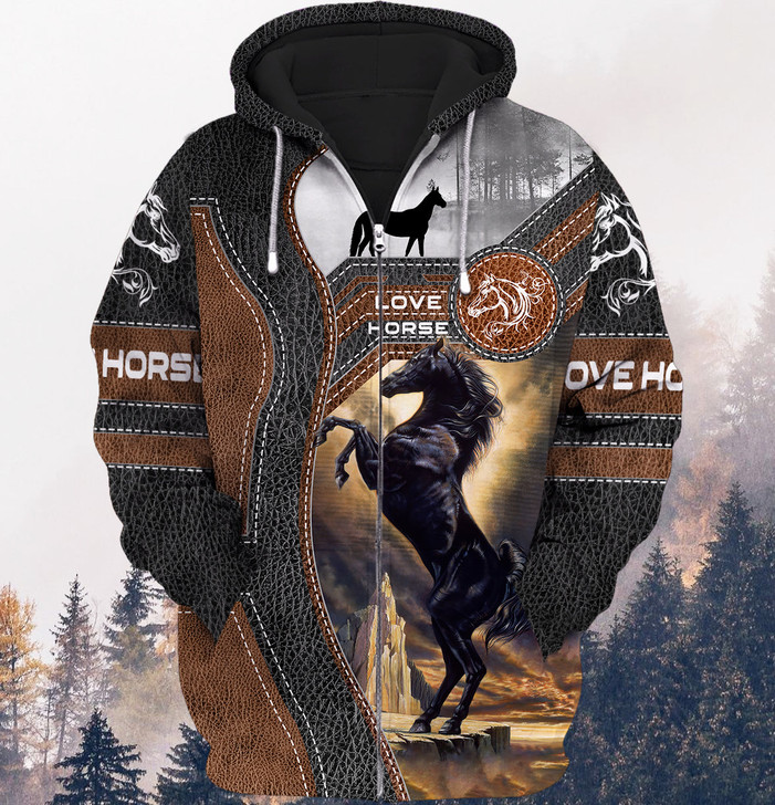FUNSTUFFPRINT  Brown Horse 3D Full Print    3D Hoodie and Zip Hoodie