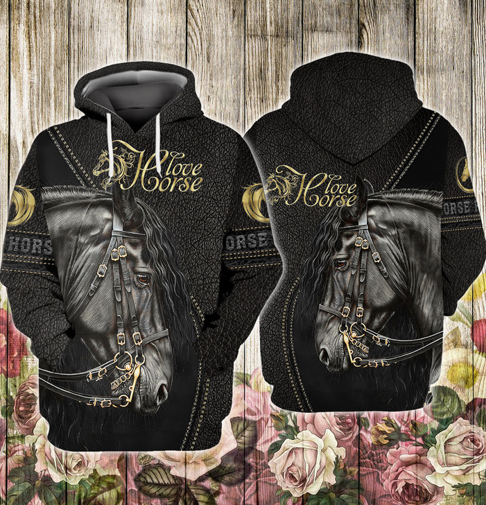 FUNSTUFFPRINT  Black Horse 3D Full Print    3D Hoodie and Zip Hoodie