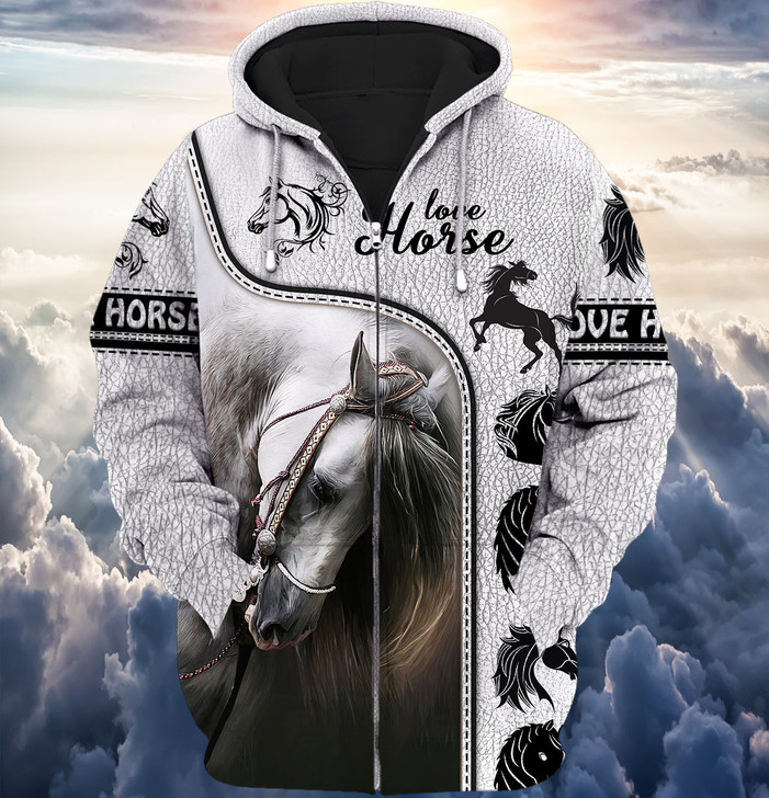 FUNSTUFFPRINT   White Horse 2 3D Full Print    3D Hoodie and Zip Hoodie