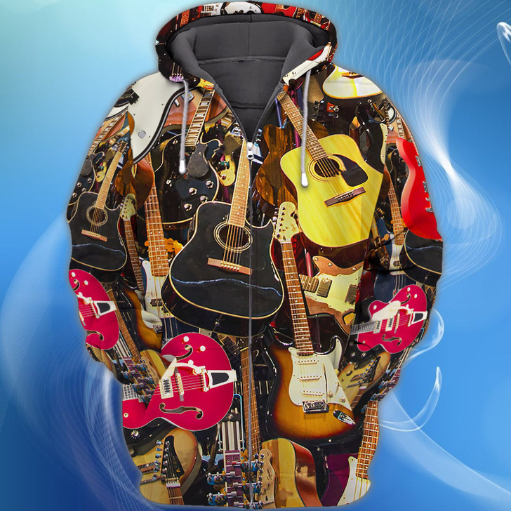 FUNSTUFFPRINT  Guitar 3D Full Print 213   3D Hoodie and Zip Hoodie