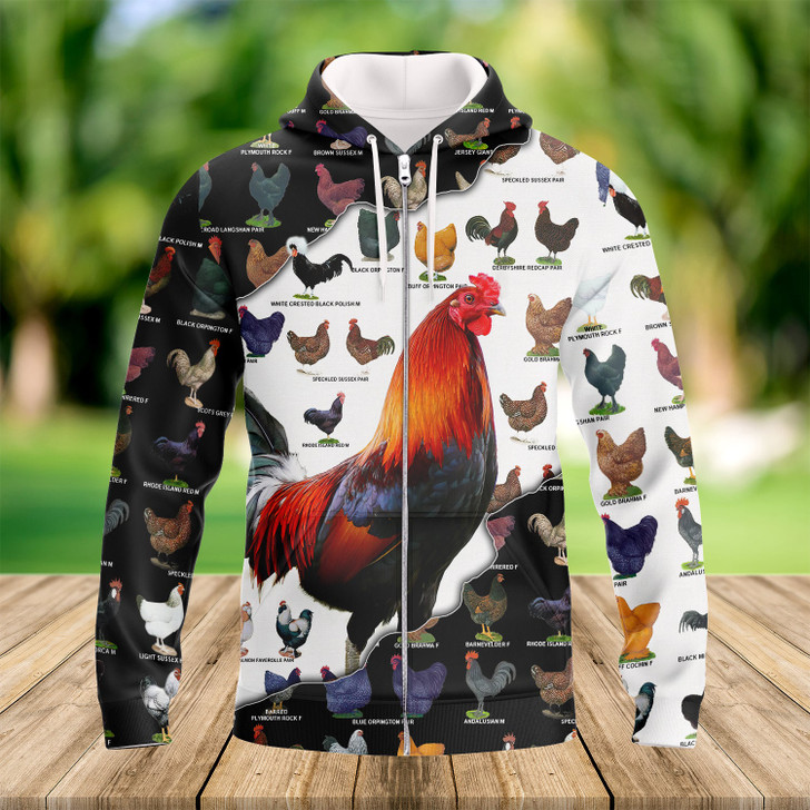 FUNSTUFFPRINT  Rooster 889 - 3D Full Print   3D Hoodie and Zip Hoodie