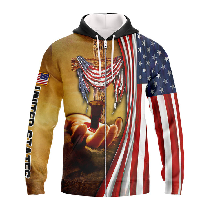 FUNSTUFFPRINT  One Nation Under God  Full Print   3D Hoodie and Zip Hoodie