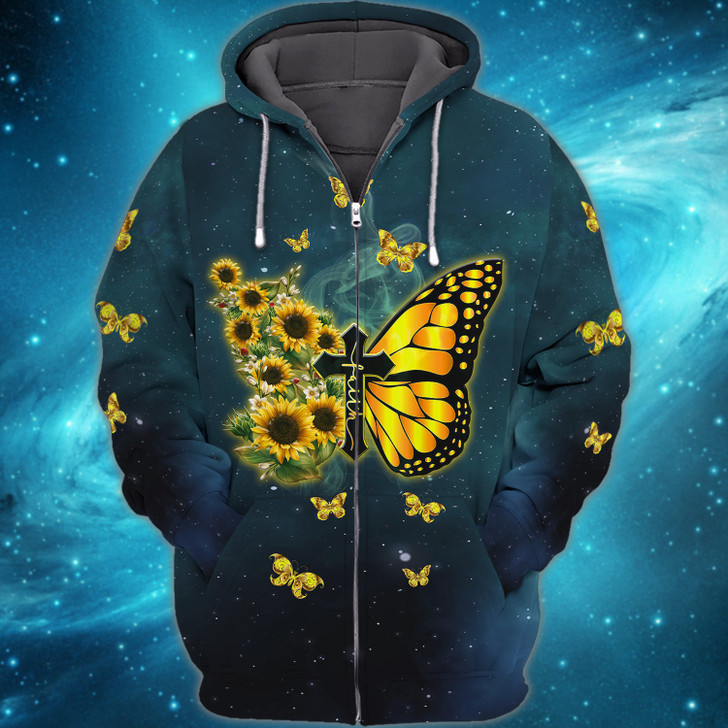 FUNSTUFFPRINT   Butterfly Faith - Full Print   3D Hoodie and Zip Hoodie