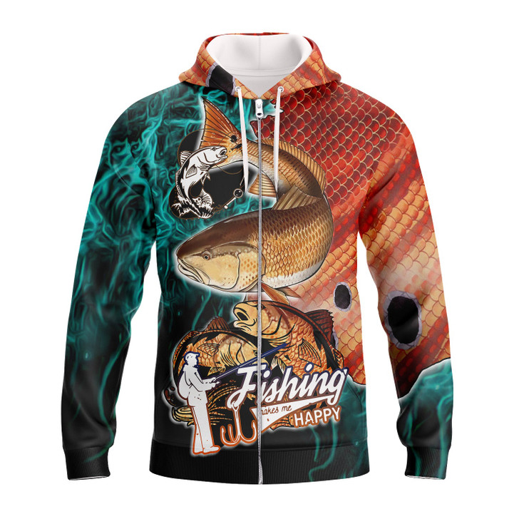FUNSTUFFPRINT  Redfish Fishing -  Full Print   3D Hoodie and Zip Hoodie