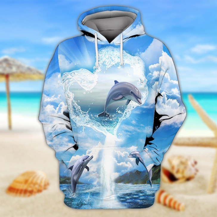 FUNSTUFFPRINT Dolphin 01 - 3D Full Print   3D Hoodie and Zip Hoodie