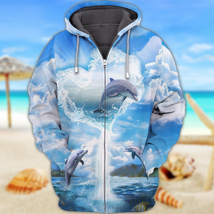 FUNSTUFFPRINT Dolphin 01 - 3D Full Print   3D Hoodie and Zip Hoodie