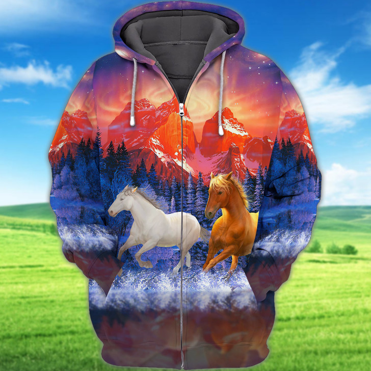 FUNSTUFFPRINT  Horse 0001 - Full Print   3D Hoodie and Zip Hoodie