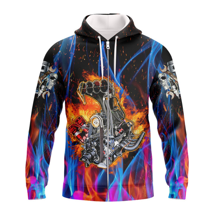 FUNSTUFFPRINT  Hot Rod Engine   3D Hoodie and Zip Hoodie
