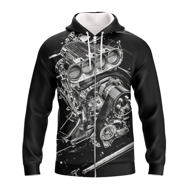 FUNSTUFFPRINT Hot Rod Engine    3D Hoodie and Zip Hoodie