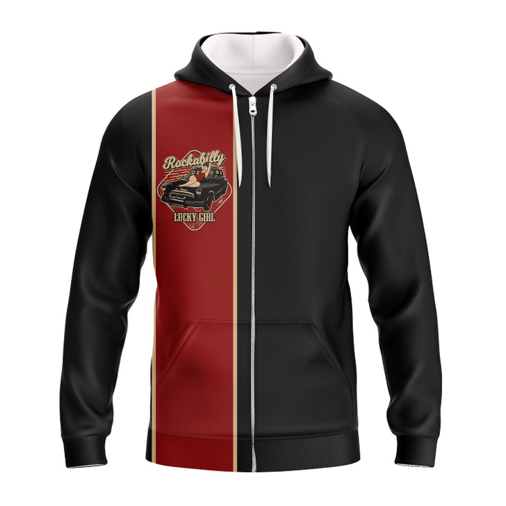 FUNSTUFFPRINT  Rockabilly Lucky Girl   3D Hoodie and Zip Hoodie