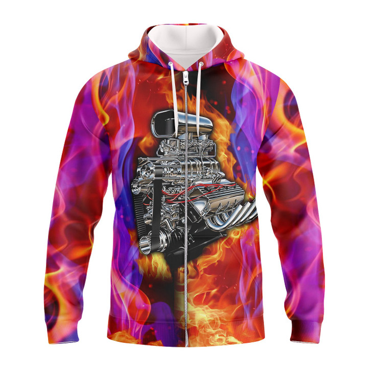 FUNSTUFFPRINT  Hot Rod Engine    3D Hoodie and Zip Hoodie