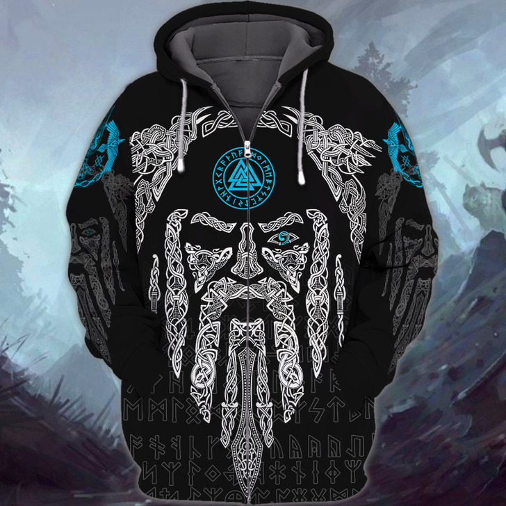 FUNSTUFFPRINT Viking  Full Print Tad  3D Hoodie and Zip Hoodie