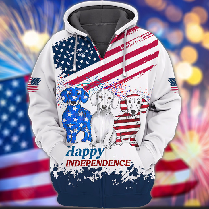 FUNSTUFFPRINT Happy Independence 3D Hoodie and Zip Hoodie