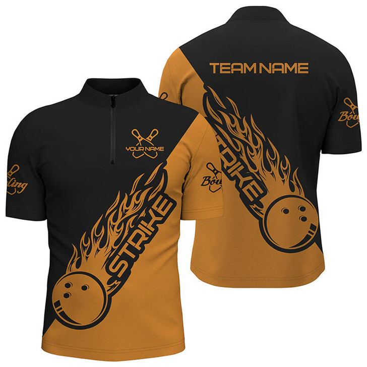 Custom Bowling strike polo Shirt For Men, Custom 3D Bowling Jersey Zipper Bowling Team League Shirt
