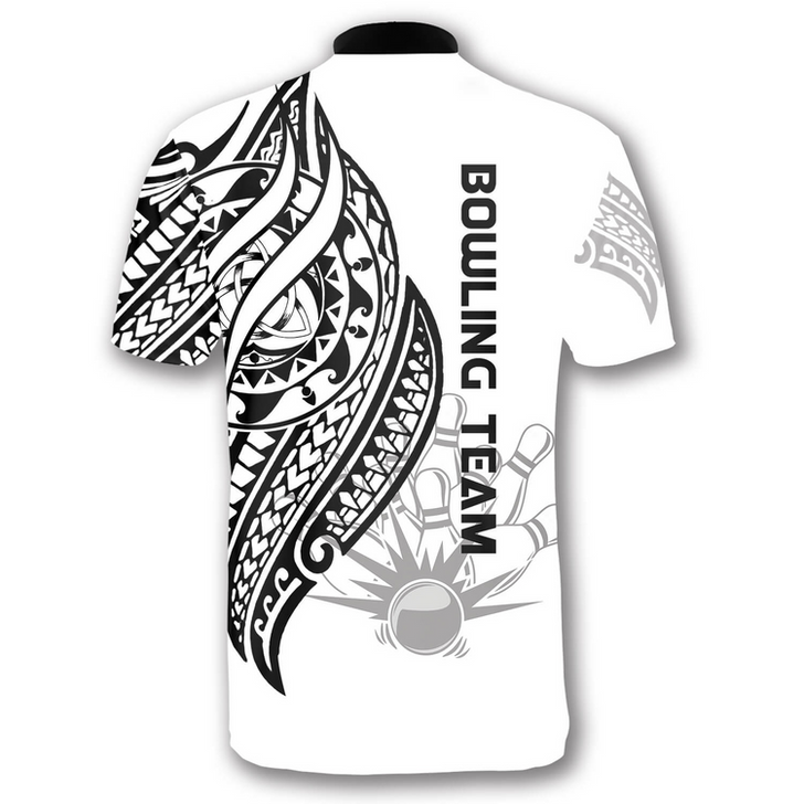 Custom White Tribal Custom Bowling Jerseys for Men, Custom Name Team Bowling Shirt