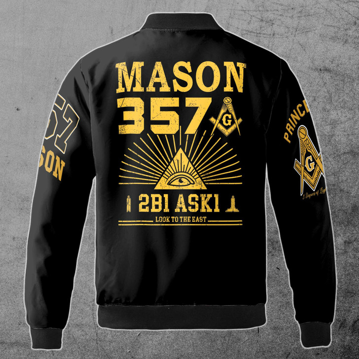Customize Lodge Name and Number Freemasonry 357 Prince Hall Masonic Symbol Unisex Bomber Jacket S-5XL