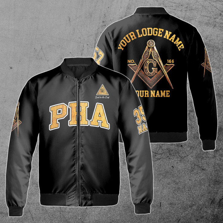 Customize Lodge Name and Number Freemasonry 357 PHA Masonic Symbol Unisex Bomber Jacket S-5XL