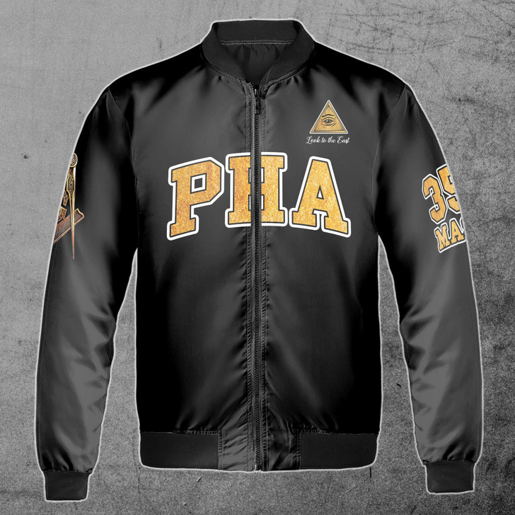 Customize Lodge Name and Number Freemasonry 357 PHA Masonic Symbol Unisex Bomber Jacket S-5XL