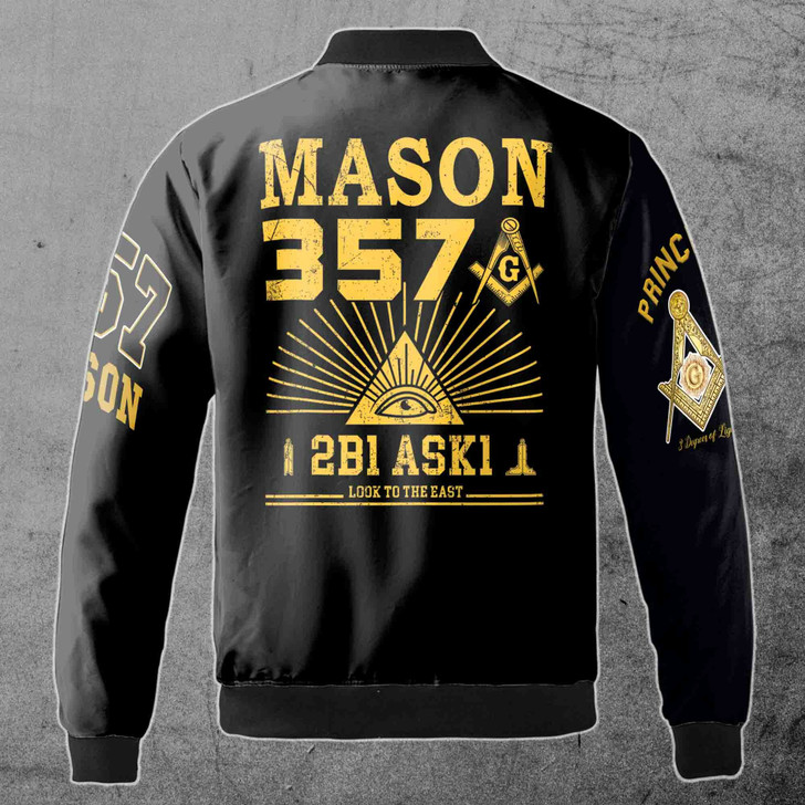 Customized Lodge Name and Number Freemasonry 357 Prince Hall Masonic Symbol Unisex Bomber Jacket S-5XL