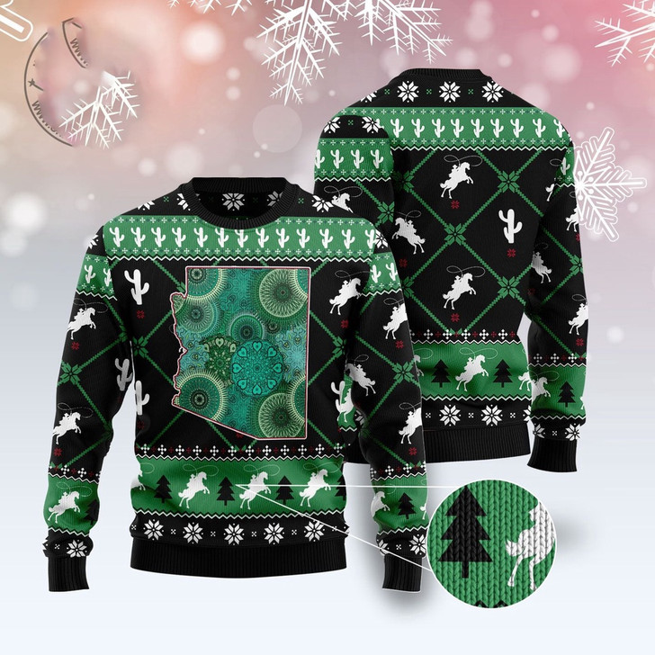 FUNSTUFFPRINT Arizona Usa Symbols Pattern Ugly Christmas Sweater, Christmas Sweater, Ugly Sweater, Funny Xmas Sweaters Ugly  Sweater