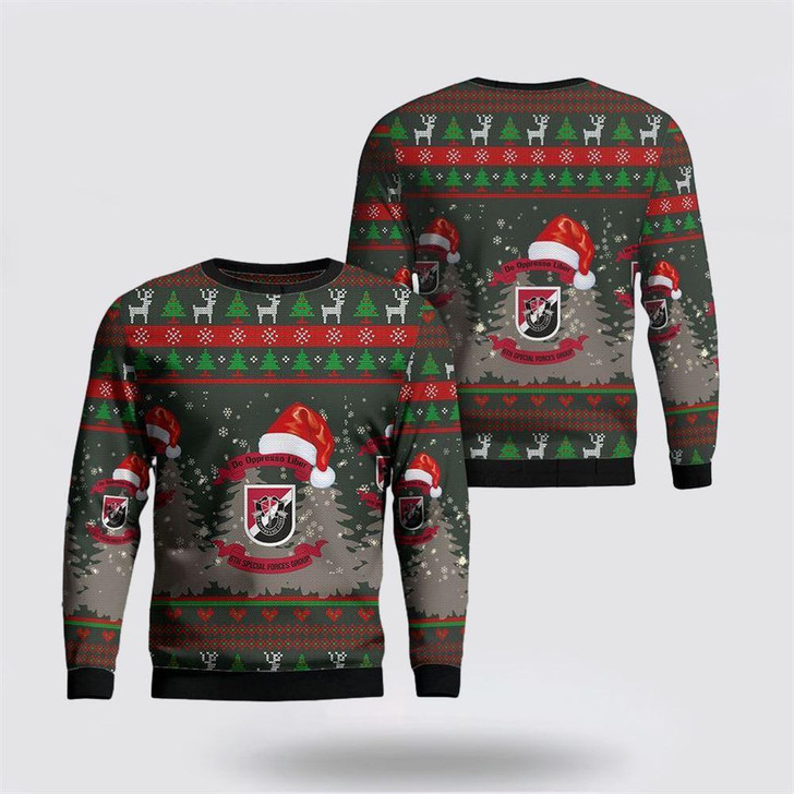 FUNSTUFFPRINT Army Sweater, US Army Special 6th Special Forces Group (6th SFG)(A) Christmas Sweater Ugly  Sweater