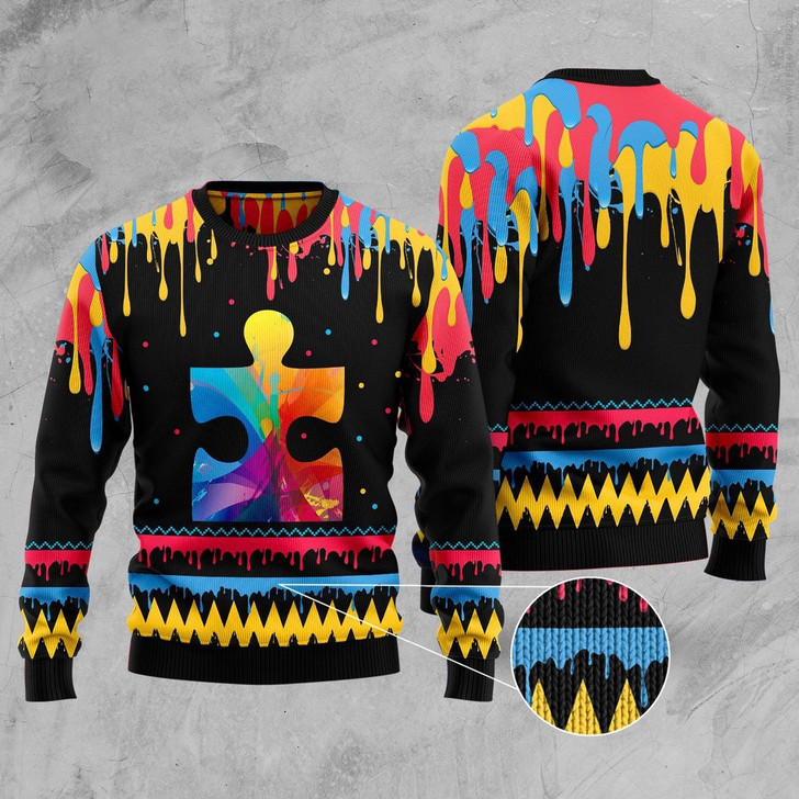 FUNSTUFFPRINT Autism Colorful Beauty Ugly Christmas Sweater, Christmas Sweater, Ugly Sweater, Funny Xmas Sweaters  Ugly  Sweater