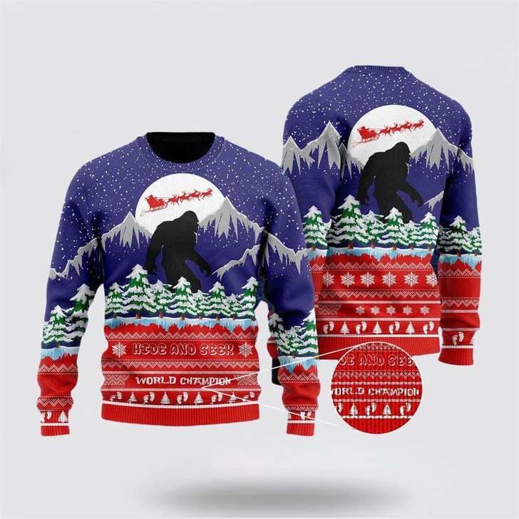 FUNSTUFFPRINT Bigfoot Merry Christmas Ugly Sweater – Gifts For Bigfoot Lovers Ugly  Sweater