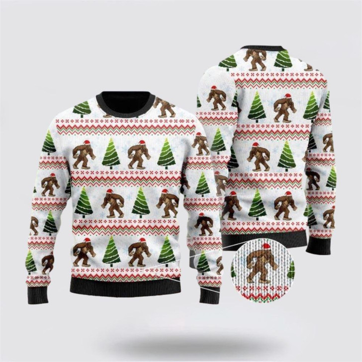 FUNSTUFFPRINT Bigfoot Ugly Christmas Sweater – Gifts For Bigfoot Believers Ugly  Sweater