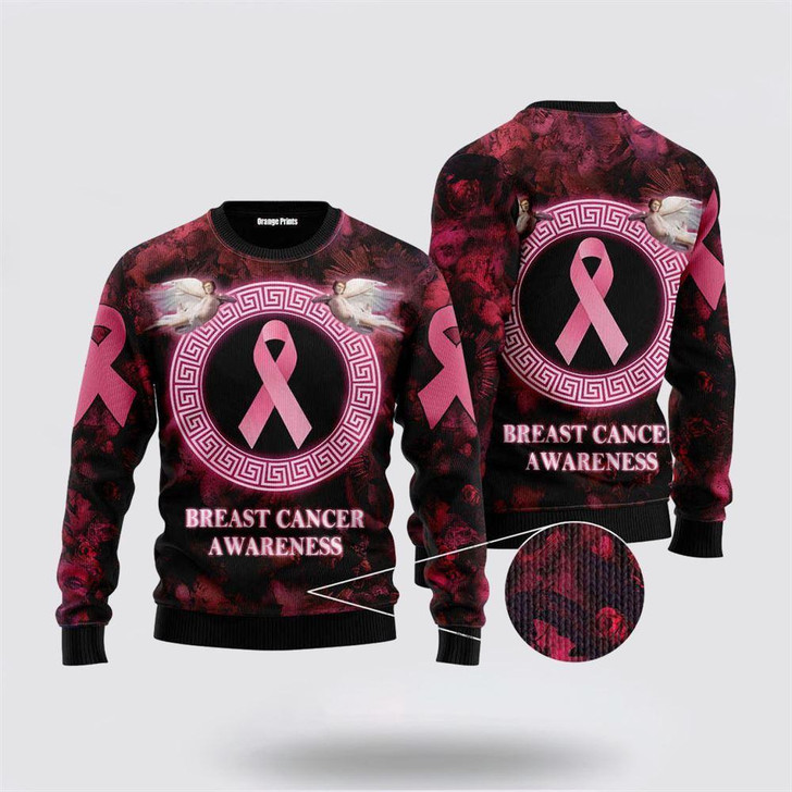 FUNSTUFFPRINT Breast Cancer Awareness Ugly Christmas Sweater – Christmas Gifts For Survivors Ugly  Sweater