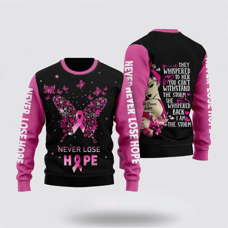 FUNSTUFFPRINT Breast Cancer Warrior Ugly Christmas Sweater – Christmas Gifts For Survivors Ugly  Sweater