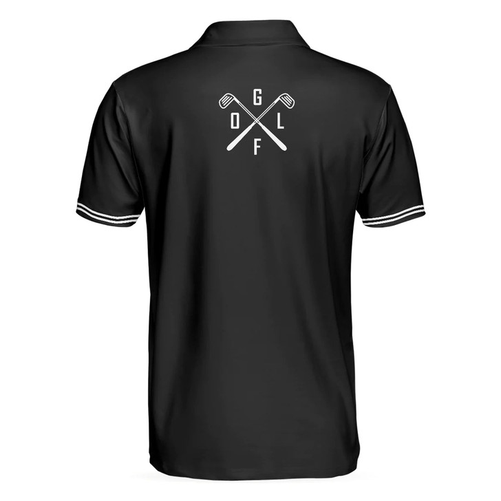 Black And White Argyle Pattern Golf Men Polo Shirt, Just Golf It Skull Short Sleeve Golf Shirt For Men