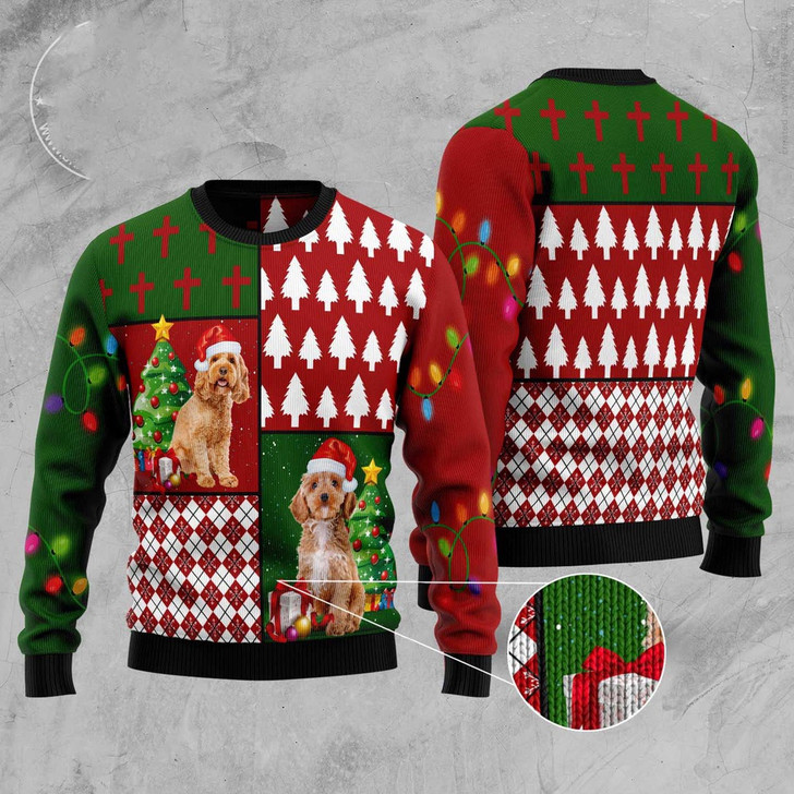 FUNSTUFFPRINT Cockapoo Hohoho Ugly Christmas Sweater, Christmas Sweater, Ugly Sweater, Funny Xmas Sweaters Ugly  Sweater